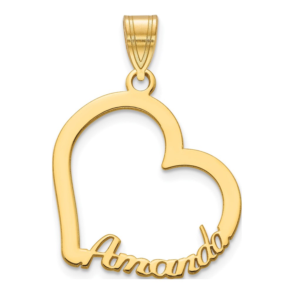10K Yellow Gold Personalized Heart Name Pendant
