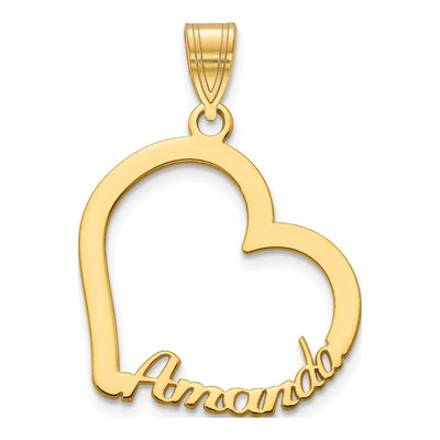 10K Yellow Gold Personalized Heart Name Pendant