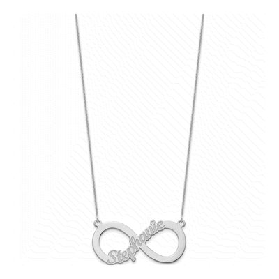 10K White Gold 1-Name Infinity Necklace – view 2
