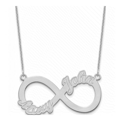 10K White Gold 2-Name Infinity Necklace