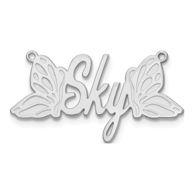 10K White Gold Butterfly Name Plate Pendant – view 2