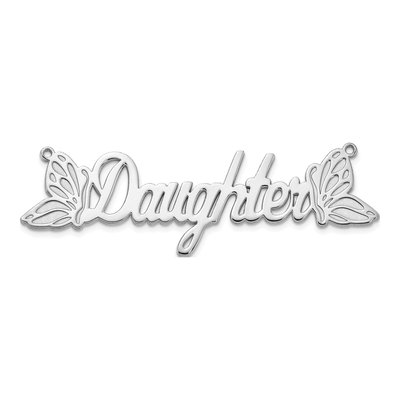 10K White Gold Butterfly Name Plate Pendant – view 4