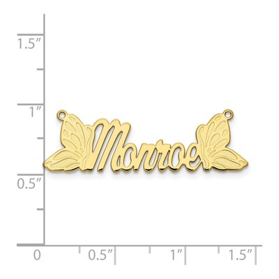 10K Yellow Gold Personalized Butterfly Name Plate Pendant – view 3