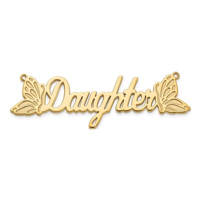 10K Yellow Gold Personalized Butterfly Name Plate Pendant – view 4