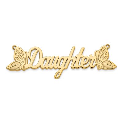 10K Yellow Gold Personalized Butterfly Name Plate Pendant – view 5
