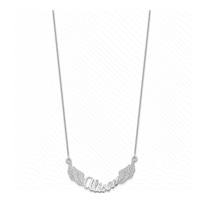 10K White Gold Personalized Angel Wings Necklace – view 2