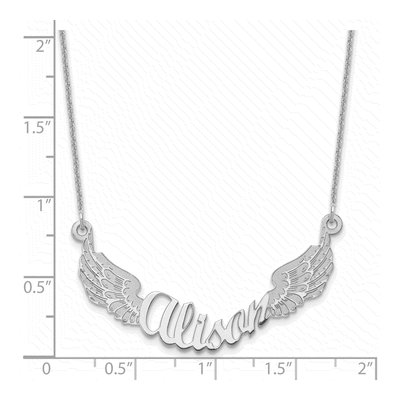 10K White Gold Personalized Angel Wings Necklace – view 3