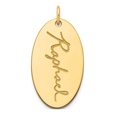 10K Yellow Gold Oval Signature Pendant