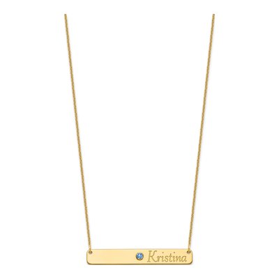 10K Yellow Gold Crystal Personalized Bar Necklace – view 2