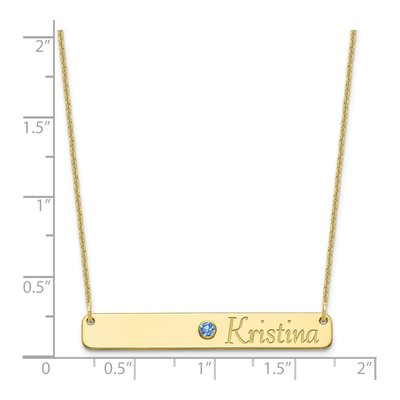 10K Yellow Gold Crystal Personalized Bar Necklace – view 3