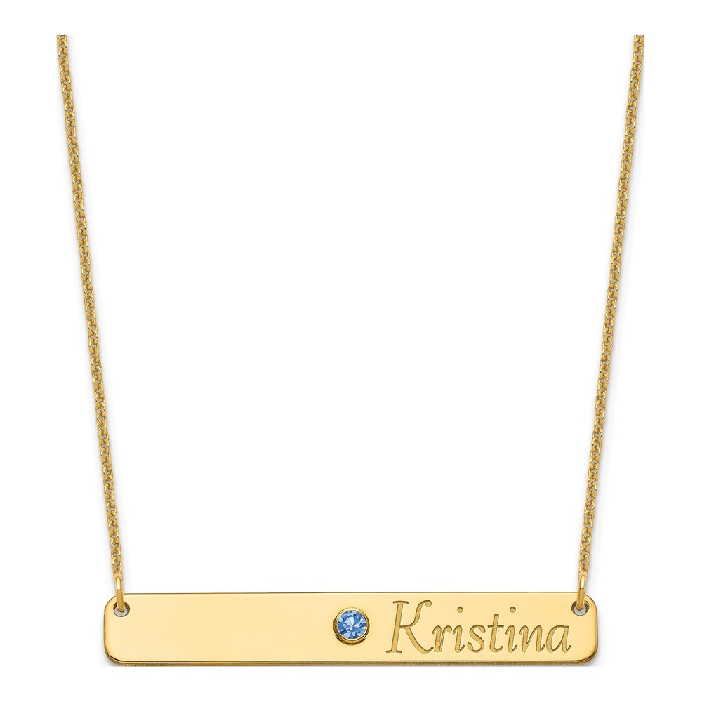 Personalized 10K Gold Bar Necklace w/ Birthstone