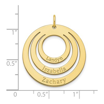 10K Yellow Gold Personalized 3-Name Circle Pendant – view 2