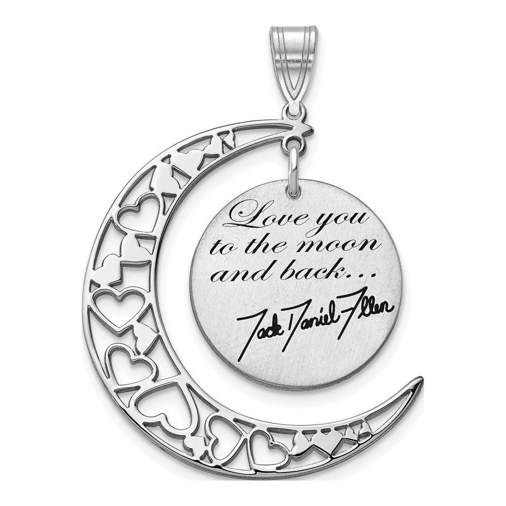 10K White Gold Love You to Moon Signature Pendant