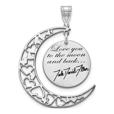 10K White Gold Love You to Moon Signature Pendant