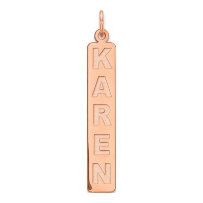 10K Rose Gold Large Vertical Personalized Bar Charm