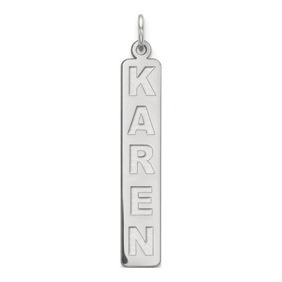 10K White Gold Large Vertical Personalized Bar Charm