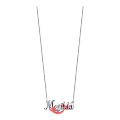10K White Gold Enameled Name Plate Mermaid Necklace – view 2