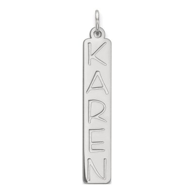 10K White Gold Large Vertical Personalized Bar Charm