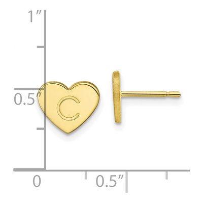 10K Yellow Gold Initial Heart Stud Earrings – view 2