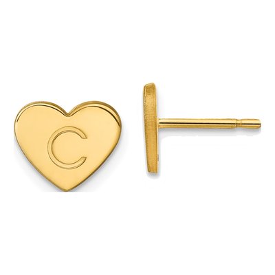 10K Yellow Gold Initial Heart Stud Earrings