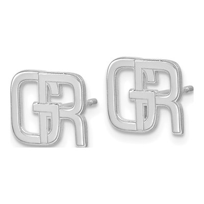 10K White Gold Interlocking Initial Stud Earrings – view 2