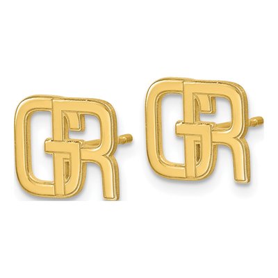 10K Yellow Gold Interlocking Initial Stud Earrings – view 2