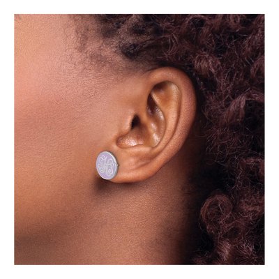 10K White Gold Enameled Circle Monogram Stud Earrings – view 3
