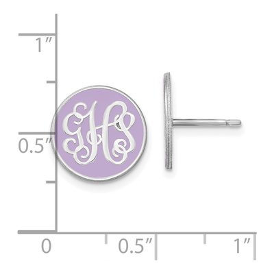 10K White Gold Enameled Circle Monogram Stud Earrings – view 4