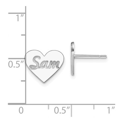 10K White Gold Personalized Heart Stud Earrings – view 4