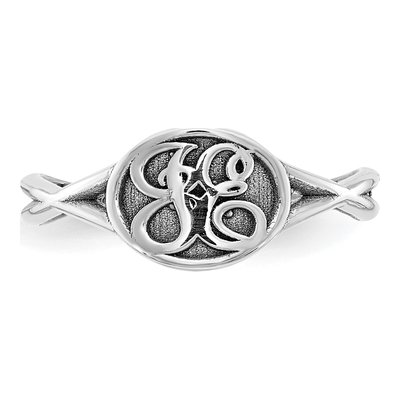 10K White Gold Enameled Twisted Initial Signet Ring – view 4