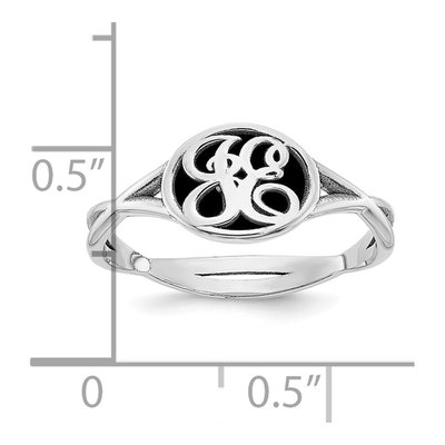 10K White Gold Enameled Twisted Initial Signet Ring – view 5