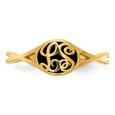 10K Yellow Gold Personalized Monogram Signet Ring – view 4