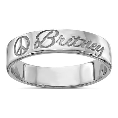 10K White Gold Personalized Ring – view 2