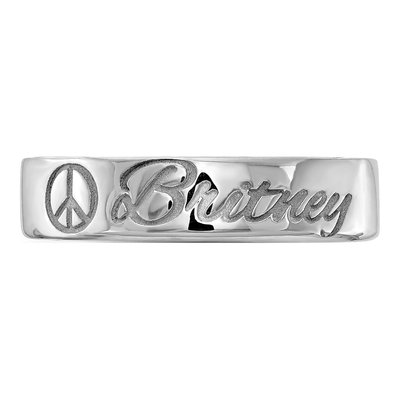 10K White Gold Personalized Ring – view 5