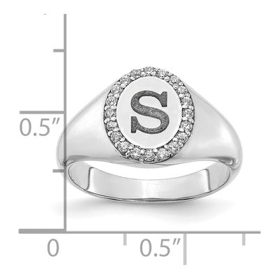 10K White Gold 0.16 ct tw Diamond Initial Signet Ring – view 3