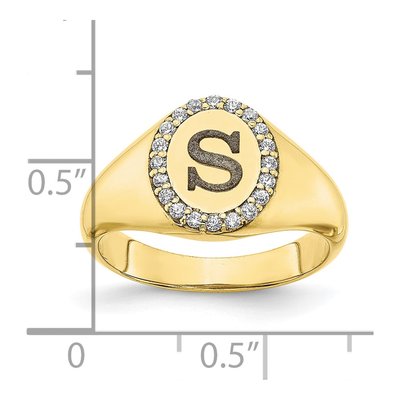10K Yellow Gold 0.16 ct tw Diamond Initial Signet Ring – view 3