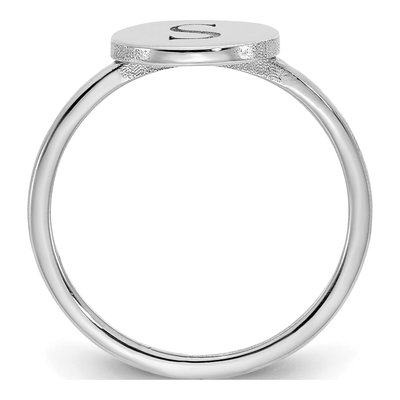 10K White Gold Initial Circle Signet Ring – view 2