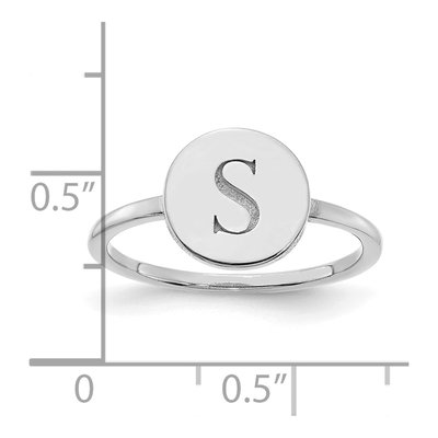 10K White Gold Initial Circle Signet Ring – view 3