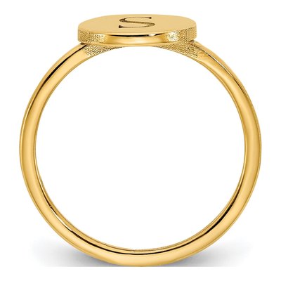 10K Yellow Gold Round Initial Signet Ring – view 2