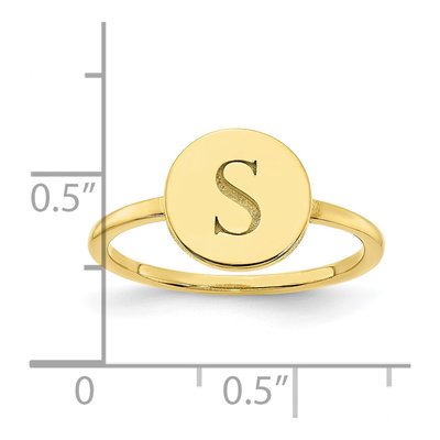 10K Yellow Gold Round Initial Signet Ring – view 3
