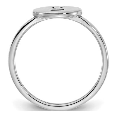 10K White Gold Initial Oval Signet Ring – view 2