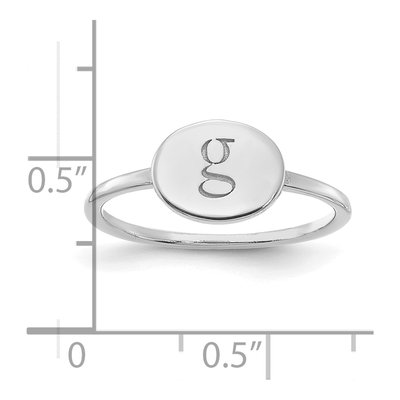 10K White Gold Initial Oval Signet Ring – view 3