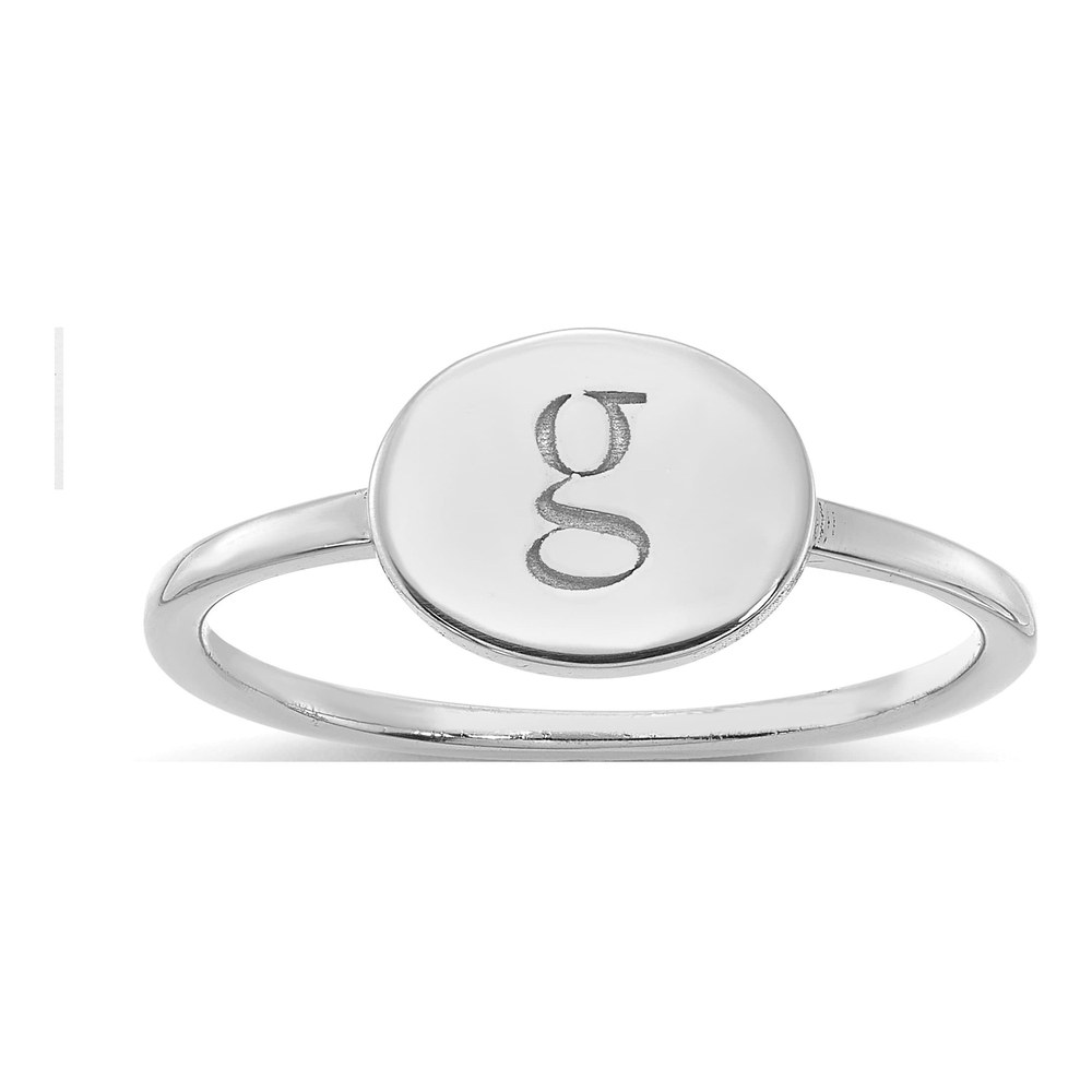 10K White Gold Initial Oval Signet Ring