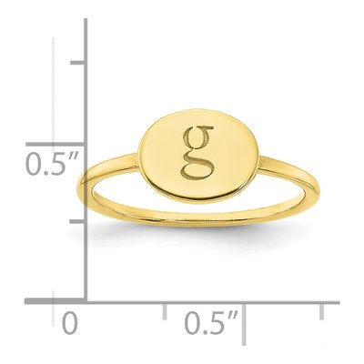 10K Yellow Gold Personalized Oval Initial Signet Ring – view 3