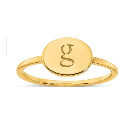 10K Yellow Gold Personalized Oval Initial Signet Ring