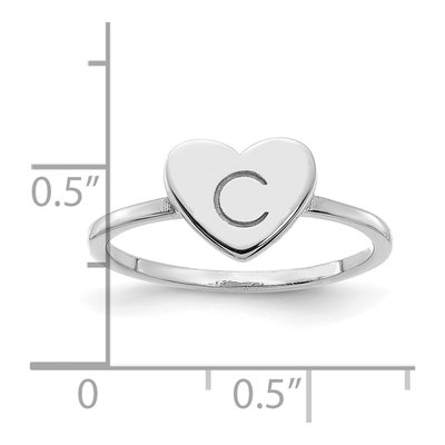 10K White Gold Initial Heart Signet Ring – view 2
