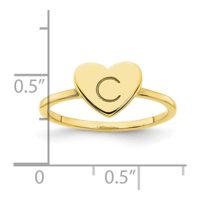 10K Yellow Gold Personalized Initial Heart Signet Ring – view 3