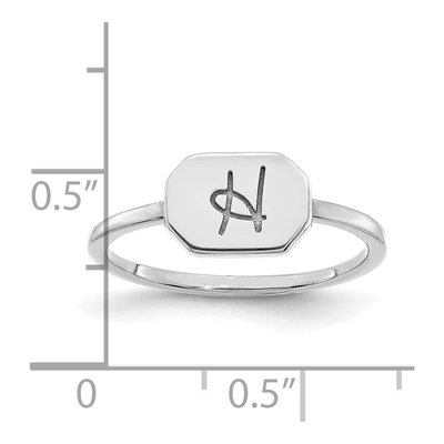 10K White Gold Initial Octagon Signet Ring – view 3
