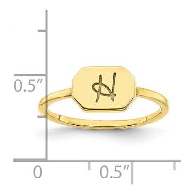 10K Yellow Gold Personalized Initial Signet Ring – view 3