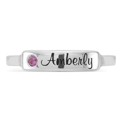 10K White Gold Personalized Name Ring – view 4
